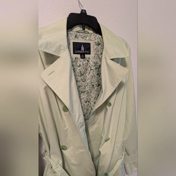 London Fog Bright Lime Green Trench Coat - Picture 12 of 12